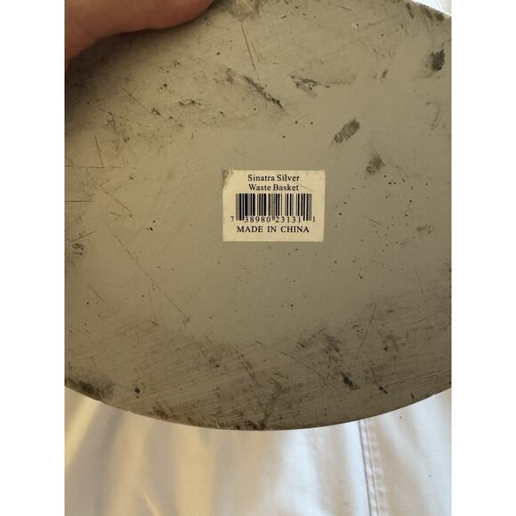 Popular Bath Sinatra Wastebasket Faux Diamond Panel Resin Silver Gray Bathroom - Picture 6 of 8
